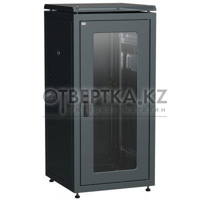 Шкаф сетевой 19" 18U 600х600мм стеклянная передняя дверь задняя металлическая черный ITK LINEA N LN05-18U66-GM