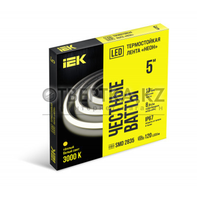 Лента светодиодная "неон" термостойкая 5м SMD2835 120LED/м 8Вт/м IP67 13мм 24В теплый белый IEK LSR6-1-120-67-2-05