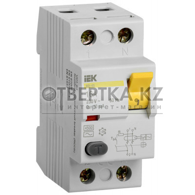 Выключатель дифференциальный (УЗО) ВД1-63 2Р 16А 10мА IEK MDV10-2-016-010