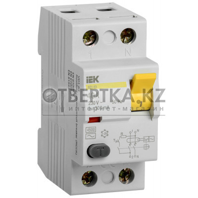 Выключатель дифференциальный (УЗО) ВД1-63 2Р 40А 300мА IEK MDV10-2-040-300