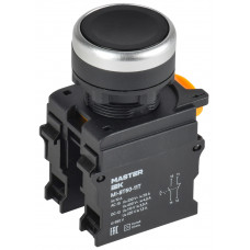 Кнопка с фиксацией d=22мм 1NO1NC чёрная MASTER IEK MI-BT60-11T-3-21-K02 в Шымкенте