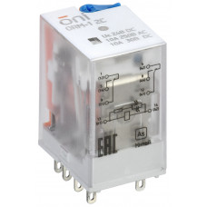 Реле интерфейсное ORM-1 2C 24В DC со светодиодом и тестовой кнопкой ONI ORM-1-2C-DC24V-L-B  в Алматы