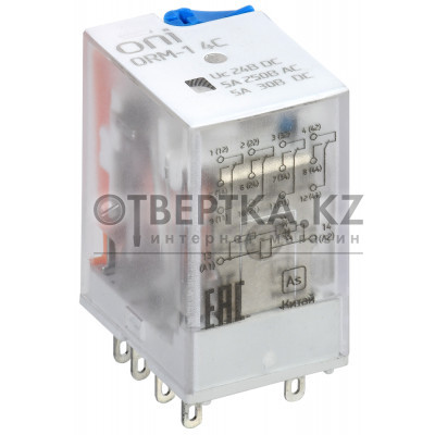 Реле интерфейсное ORM-1 4C 24В DC со светодиодом и тестовой кнопкой ONI ORM-1-4C-DC24V-L-B 