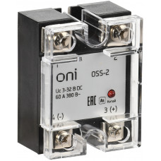 Реле твердотельное OSS-2 60А 380В AC 3-32В DC ONI OSS-2-3-60-B  в Атырау