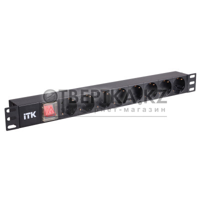 8 розеток ITK PDU с LED выключателем 1U без шнура вх C14 алюминиевый профиль PH12-8D3 