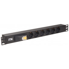 ITK PDU 6 розеток DIN49440 (нем. cтанд.), с автоматом на 10А,1U, без шнура, вх. IEC320 C14, алюминиевый профиль, черный PH21-6D3  в Караганде