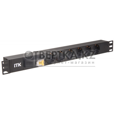 ITK PDU 6 розеток DIN49440 (нем. cтанд.), с автоматом на 10А,1U, без шнура, вх. IEC320 C14, алюминиевый профиль, черный PH21-6D3 