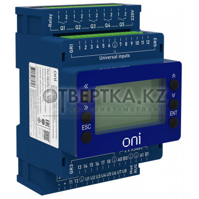 ПЛК 150 Модуль ЦПУ 18 UI 6 UIO 2 UO 7 DO 24В DC с экраном ONI PLC-150-CPU-18U15U-1D