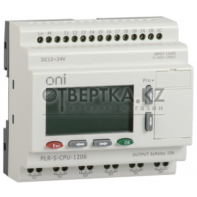 Логическое реле ONI PLR-S ЦПУ 12 6 0..10 В DC 6 до 10А 60 КГц В RTC До 1024 12-24 В DC PLR-S-CPU-1206