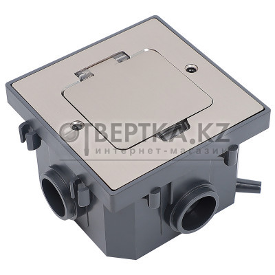 PRIMER Лючок в бетонный пол с коробкой и установочным комплектом на 2 модуля IP44 матовый никель IEK PM-LN43-02-O-44-K50