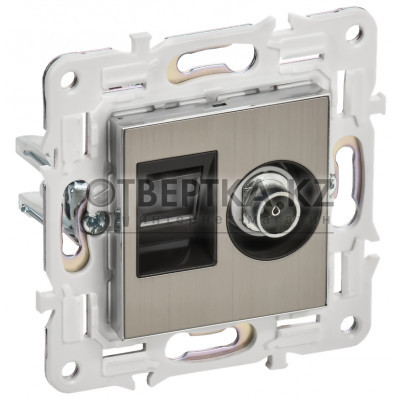 SKANDY Розетка двойная TVRJ45 кат.5E SK-A14N металл никель IEK SK-AK20-1-K50