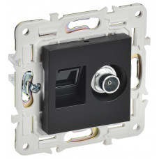 SKANDY Розетка двойная TVRJ45 кат.6 SK-A15Bl черный IEK SK-AK20-2-K02 в Костанае