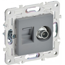 SKANDY Розетка двойная TVRJ45 кат.6 SK-A15Gr серый IEK SK-AK20-2-K03 в Костанае