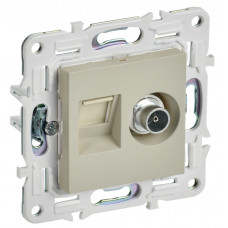 SKANDY Розетка двойная TVRJ45 кат.6 SK-A15B бежевый IEK SK-AK20-2-K10 в Костанае