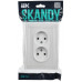 SKANDY Розетка 2-местная без заземления без защитных шторок для плоской вилки 10А SK-R03W стекло арктический белый IEK SK-R20-10-K01