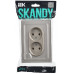 SKANDY Розетка 2-местная без заземления без защитных шторок для плоской вилки 10А SK-R03Sh стекло шампань IEK SK-R20-10-K37