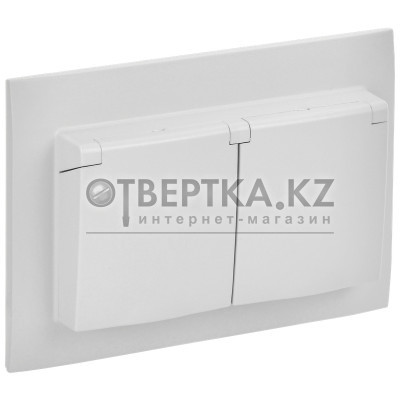 Розетка 2-местная и крышкой IEK SKANDY 16А IP44 SK-R12W SK-R26-16-44-K01-F 