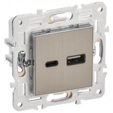 SKANDY Розетка USB AC 18Вт SK-R13N металл никель IEK SK-U22-018-K50