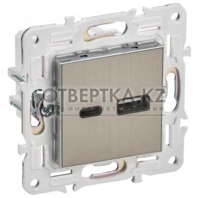 SKANDY Розетка USB AC 18Вт SK-R13N металл никель IEK SK-U22-018-K50