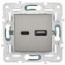 SKANDY Розетка USB AC 18Вт SK-R13N металл никель IEK SK-U22-018-K50