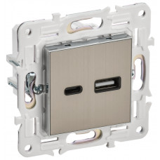 SKANDY Розетка USB AC 3,1А SK-R14N металл никель IEK SK-U22-D31-K50