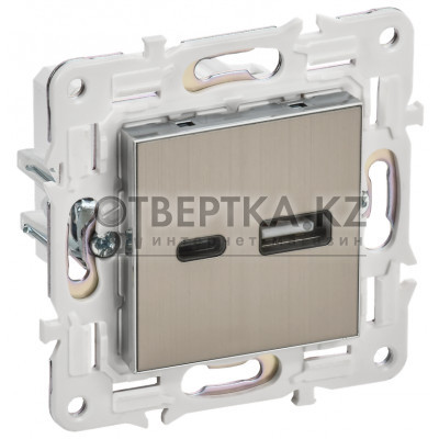 SKANDY Розетка USB AC 3,1А SK-R14N металл никель IEK SK-U22-D31-K50