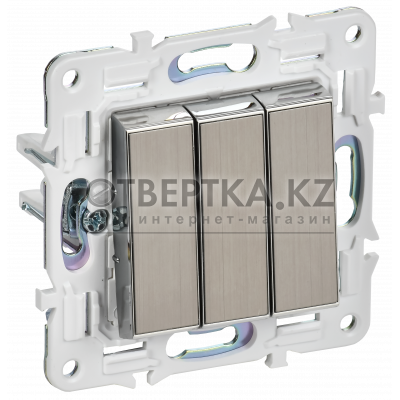 SKANDY Выключатель 3-клавишный 10А SK-V11N металл никель IEK SK-V30-0-10-K50