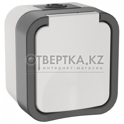 TORS Розетка 1-местная заземляющим контактом и крышкой 16А IP55 TS220 серо-белый IEK TS-R16-16-55-K41