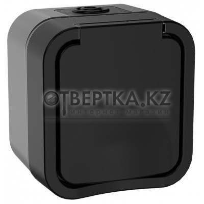TORS Розетка 1-местная с заземляющим контактом и крышкой 16А IP55 TS120 графит IEK TS-R16-16-55-K53