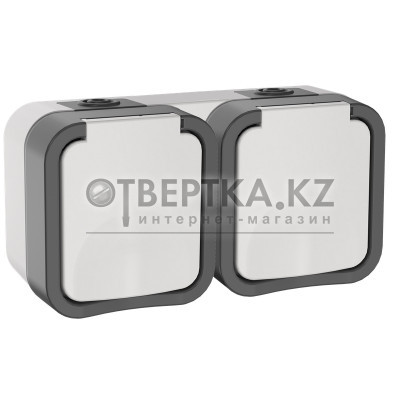 TORS Розетка 2-местная горизонтальная 16А IP55 TS222 серо-белый IEK TS-R26-16-55-G-K41