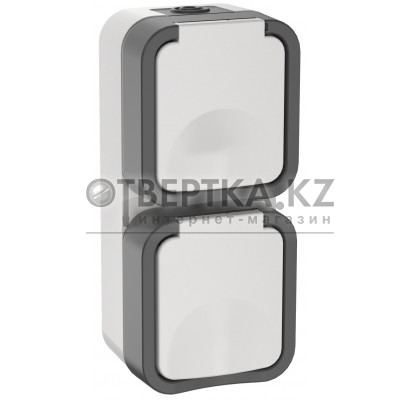 TORS Розетка 2-местная вертикальная 16А IP55 TS232 серо-белый IEK TS-R26-16-55-V-K41