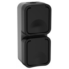 TORS Розетка 2-местная вертикальная 16А IP55 TS132 графит IEK TS-R26-16-55-V-K53