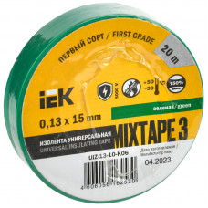 MIXTAPE 3 Изолента 0,13х15мм зеленая 20м IEK UIZ-13-10-K06  в Павлодаре