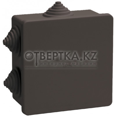 Коробка распаячная КМ41235 для открытой проводки с защелкивающейся крышкой безгалогенная (HF) 85х85х40мм IP44 6 гермовводов черная (RAL 9005) IEK UKO21-085-085-040-K02-44