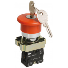 Кнопка IEK LAY5-BS142 d22мм 240В 1р с ключом красн в Кокшетау