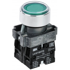 Кнопка IEK LA167-BAF35 d=22мм 1з+1р зеленая в Костанае