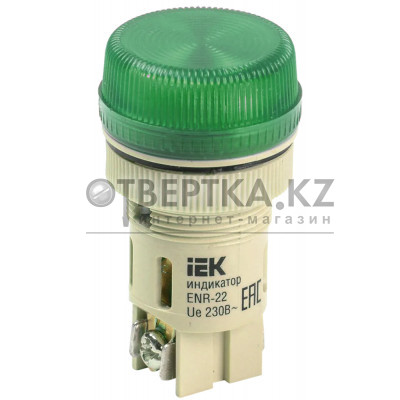 Лампа сигнальная зеленый неон IEK ENR-22 d22мм 240В цилиндр BLS40-ENR-K06