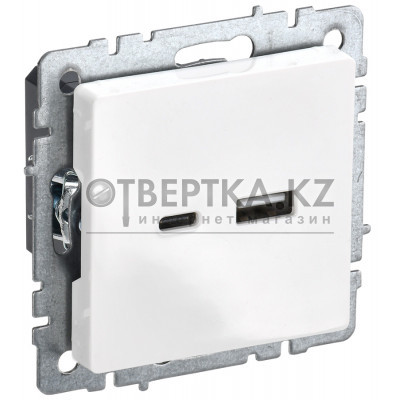 Розетка IEK BRITE USB A+C 18Вт РЮ11-1-БрБ BR-U22-018-K01