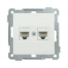 Розетка 2-местная компьютерная IEK РК10-2-Б RJ45 Cat5e BOLERO EKB25-K01