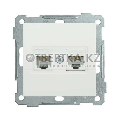 Розетка 2-местная компьютерная IEK РК10-2-Б RJ45 Cat5e BOLERO EKB25-K01