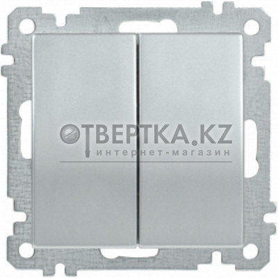 Выключатель 2 клав. IEK ВС10-2-0-Б серебреный EVB20-K23-10