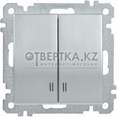 Выключатель 2 клав. IEK ВС10-2-1-Б серебреный EVB21-K23-10