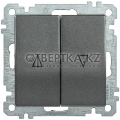Выключатель 2 клав. IEK ВС10-1-5-Б антрацит  EVB25-K95-10