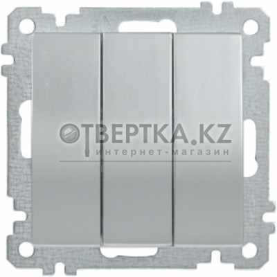 Выключатель 3 клав. IEK ВС10-3-0-Б серебреный EVB30-K23-10