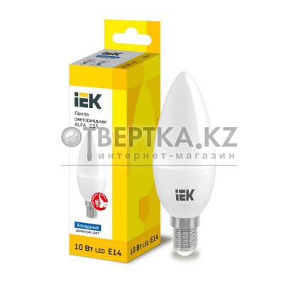 Лампа IEK LED ALFA C35 10Вт 230В 6500К E14 LLA-C35-10-230-65-E14