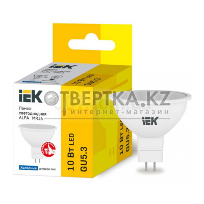 Лампа IEK LED ALFA MR16 10Вт 230В 6500К GU5,3 LLA-MR16-10-230-65-GU5