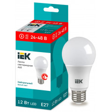 Лампа груша IEK LED A60 12Вт 24-48В 4000К E27 в Актобе