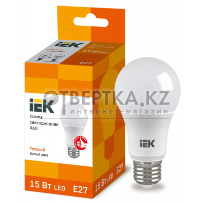Лампа груша IEK LED A60 15Вт 230В 3000К E27 LLE-A60-15-230-30-E27