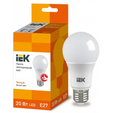 Лампа груша IEK LED A60 20Вт 230В 3000К E27
