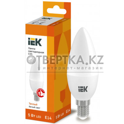 Лампа свеча IEK LED C35 5Вт 230В 3000К E14 LLE-C35-5-230-30-E14
